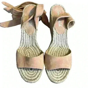 SPLENDID Fairfax Espadrille Wedge Sandal Tan/ Cream Suede Lace Up Size 9.5​